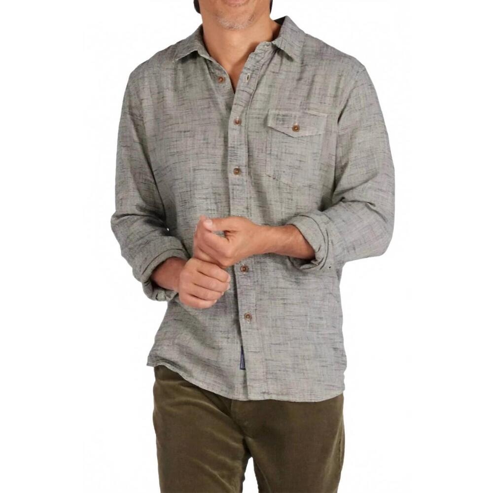 NEW GRAYERS linear slub twill shirt in moss gray